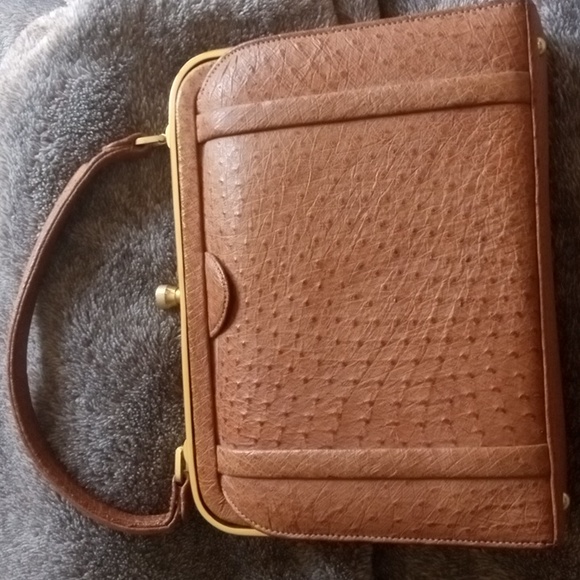Vintage Handbags - Vintage ostrich leather handbag Buenos Aires